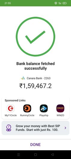 the bank balance is displayed in this screenshote, and it appears to be an app