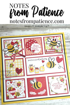 a bee themed valentine's day card with the words, notes from patient written on it