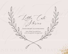 a wedding card with the words little tale stories written in cursive writing on it