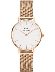 Daniel Wellington 28mm Petite Rose Gold Melrose White Dial Rose Watch, Rose Gold Case, Metal Mesh, White Dial, Daniel Wellington, Quartz Watch, Wellington, Accessories Watches, Rose Gold