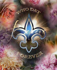 the new orleans saints logo is surrounded by pink and yellow flowers in this artistic photo