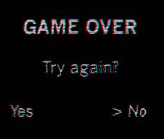 the words game over are written in red and blue on a black background with white letters