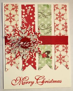 a christmas card with red and green ribbons on it, next to an email message