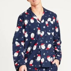 Questions? Leave A Comment Below! Santa Pajamas, Old Navy Shirts, Flannel Tops, Navy Shirts, Navy Shirt, Old Navy, Pajamas, Navy Blue, Mens Shirts