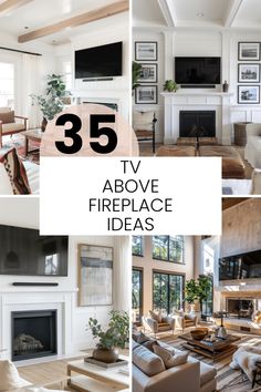 the top five fireplaces in this living room are decorated with white furniture and wood accents