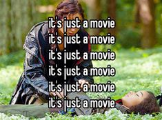 two people laying in the grass with text that reads it's just a movie it's just a movie it's just a movie it's just a movie