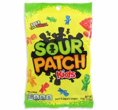 Sour patch Kids bag Sour Patches, Sour Patch Watermelon, Gummy Snacks, Fruits For Kids, Peg Bag, Chewy Candy, Fruit Mixes, Sour Patch Kids, Sour Patch