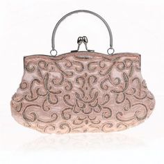 Blush Beading Embroider Clutch Bags Pearl Clutch Bag, Embroidered Clutch Bag, Best Leather Wallet, Pearl Clutch, Wedding Handbag, Vintage Evening Bags, Embroidered Clutch, Purple Bag, Beaded Evening Bags