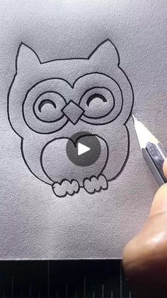 someone is drawing an owl with a pencil