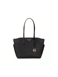 Crafted of Saffiano leather, Michael Kors' medium Marilyn bag features signature MK hardware and convenient side pockets. 
Two top handles 
Exterior: two side slip pockets 
Interior: one zip, two slip pockets 
Top-zip closure 
Leather 
Lining: 100% polyester 
Imported 
SIZE 
About 15"W x 10"H x 4.75"D 
Two top handles: about 9.5" drop 
Weight: about 1.5 lbs. 
Crafted of Saffiano leather, Michael Kors' medium Marilyn bag features signature MK hardware and convenient side pockets.Two top handlesEx Saffiano Leather Tote With Zipper Closure, Black Saffiano Leather Bag With Zipper, Leather Tote Bag Women, Drop Weight, Black Leather Tote Bag, Top Handle Bags, Pocket Top, Leather Tote Bag, Luggage Bags