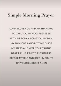 a card with the words'simple morning prayer'in black and white on it