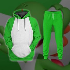 the green and white hoodie is next to an image of mario kartman