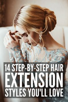 14 Step by Step Hair Extensions Styles You’ll Love | Whether you have clip in, tape in, or sew in hair extensions, there are TONS of beautiful hairstyles and updos you can create for a natural and stylish look! From a gorgeous braided half up half down look with beach waves, to an easy yet stylish tousled ponytail, to second day running lately messy buns and braids designed to cover tape hair extensions, these hair tutorials have it all! #hairextensions #hairextensionhairstyles Hair Extension Styles, Style Hair Extensions, Hair Extensions Styles, How To Style Hair, Extension Styles, Step By Step Hair, Rock Your Hair