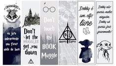 harry potter bookmarks are lined up in the same pattern as each other,