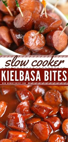 Slow Cooker Kielbasa Bites, crockpot, slow cooker recipes Keilbasa Recipes Pasta, Turkey Kielbasa Recipes, Crockpot Potluck, Recipes Pasta Salad, Crockpot Party Food, Kielbasa Bites, Turkey Kielbasa, Recipes Hamburger