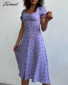 Tavimart Dresses Floral Print Bubble Short Sleeve Vintage Print Women's Dress Square Neck A-Line Long Summer Dress Boho Festive Dres Long Evening Dresses Elegant, Summer Dress Boho, Long Summer Dress, Orange Pink Color, Dress Square Neck, Boho Summer Dresses, Black Evening Dresses, Dresses Floral, Gowns Of Elegance