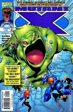 the cover to x - men vol 1, featuring an image of a giant green monster