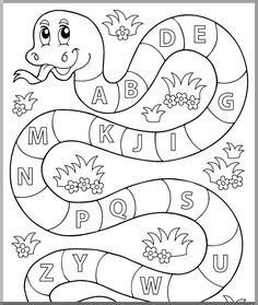 a snake with letters and numbers on it, coloring pages for kids to print out