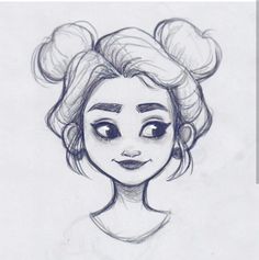 a drawing of a girl with big hair