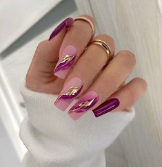 September Nails, Purple Nail Designs, Colorful Nails, Elegant Nails, Nailed It, Nail Art Hacks