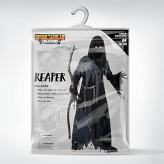 a plastic bag with a figure in the shape of a person wearing a black outfit