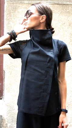 Black Linen Sleevless Top / Beautiful vest / Linen Vest | Etsy Vest Linen, Vest With Buttons, Sleevless Top, Linen Vest, Sleeveless Coat, Looks Black, Overalls Women, Black Linen, Fashion Drawing