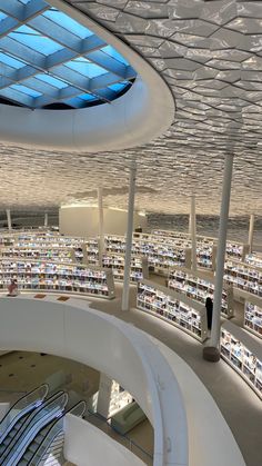 the interior of a library with rows of books