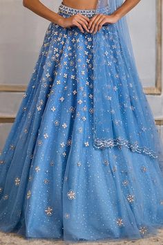 Buy Blue Tulle Embroidery Sequin V Neck Periwinkle Lehenga Set For Women by Cedar & Pine Online at Aza Fashions. Blue Embellished Organza Lehenga, Blue Sequined Lehenga For Festive Occasions, Party Blue Lehenga With Zari Work, Blue Sequined Lehenga For Diwali, Festive Blue Sequined Lehenga, Blue Sequined Lehenga For Navratri, Blue Embellished Lehenga For Diwali, Blue Gown For Diwali Reception, Blue Gown For Reception And Diwali