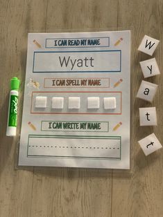 i can read my name wyatt with blocks and markers