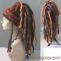 two pictures of dreadlocks on top of a mannequin head