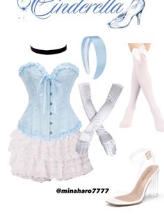 an image of a woman's outfit and accessories for her role in the musical cinderella