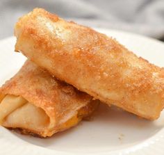 two fried food items on a white plate