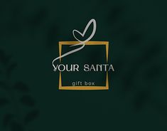 the logo for sour santa's gift box is shown on a dark green background