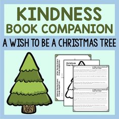 a christmas tree with the words kindness book companion written on it, and an image of a