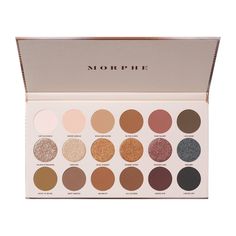 18 Trending Nudes. Meet a palette of ultraversatile, universally flattering neutrals formulated to build, blend, and layer flawlessly, then curated to create ambitious effects in just three steps. Each column features three complementary shadows to define, shine, and add depth in an instant for effortless looks you'll feel naked without. SHADE NAMES Row 1: Untouchable (matte cream), Sheer Ambition (matte beige), Headline Nudes (matte tan), In The Flesh (matte caramel), Raw Talent (matte rose), L Sunset Strip, Goal Digger, The Flesh, Sally Hansen, Pink Champagne, Tinted Moisturizer, Glam Fashion, Makeup Palette, In The Flesh