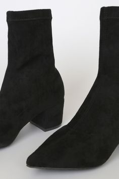 Enter the season with the Lulus Aeryn Black Suede Pointed-Toe Mid-Calf Boots! Soft faux suede shapes these boots with a pointed toe upper and a mid-calf shaft with a pull-on design, all atop an easy-to-walk-on block heel. Pair these boots with a sweater dress or denim bottoms and a cute sweater for a perfect winter outfit! 2. 25" wrapped block heel. Cushioned insole. Felted rubber sole has nonskid markings. Man made materials. Imported. Lulus | Aeryn Black Suede Pointed-Toe Mid-Calf High Heel Boots | Size 6.5. Perfect Winter Outfit, Denim Bottoms, Cute Sweater, Walking Boots, Calf Boots, Cute Sweaters, Heel Boots, Mid Calf Boots, High Heel Boots