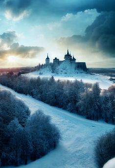 an image of a castle in the snow