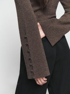 Dress With Turtleneck, Recycled Cashmere, Sleeves Ideas, Button Sweater, Straight Neckline, Women's Sweaters, Looks Chic