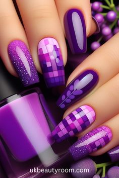 Purple nails are all the rage lately, as they exude elegance and versatility. From soft lavender hues to bold plum tones, purple nail designs offer a chic and stylish touch to any look. This post lists 43 different purple nail designs to inspire your next manicure including: light, pink and, dark, simple, pastel, bling, short, almond, cute, blue and Plum Nails, Purple Nail Art, Short Press On Nails, Purple Nail Designs, Soft Lavender, Purple Nail, Short Almond, Glitter Acrylics, Stick On Nails