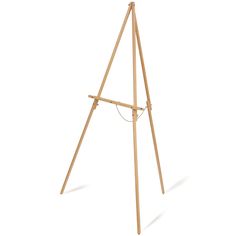 a wooden easel stands on an isolated white background