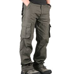 Portrait of a picture displaying Men's Casual Cotton Cargo Pants product. Celana Kargo, Work Overalls, Military Cargo Pants, Men's Cargo Pants, Cotton Cargo Pants, Military Pants, Vintage Man, Winter Pants, Tactical Pants