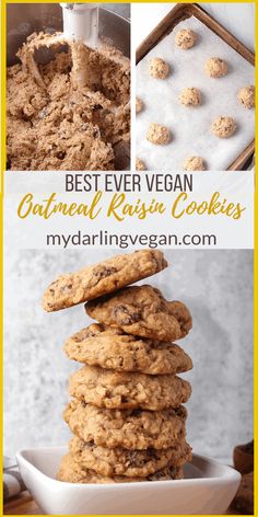 the best ever vegan oatmeal raisin cookies are made with only 3 ingredients