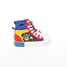 Does your little one love Paw Patrol? These high-top sneakers feature blue mesh with a sublimated print, embroidered artwork micro injected mold, white elastic laces, and navy blue nylon zippers to keep your little one's feet secure.Click this FOOTWEAR GUIDE to find the perfect fit and more! DETAILS Mesh upper Canvas lining Canvas midsole Canvas outsole Round toe Lace-up Closure Polyurethane footbed Treaded outsole Platform height: 1 in. Spot clean Imported Size: 10 T. Gender: male. Age Group: toddler. Sporty High-top Sneakers With Character Print, Embroidered Artwork, Splash Party, Patrol Party, Paw Patrol Party, One Love, Elastic Laces, Hendrix, Paw Patrol