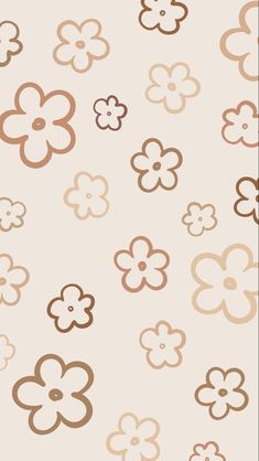 an abstract floral pattern with brown and white flowers on a beige background for wallpaper