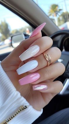 Rich Nails Design, Manicured Nails, White Tip Nails, Nails Gold, Fancy Nails Designs, Casual Nails, White Jumper, Acrylic Nails Coffin Short, Acrylic Gel