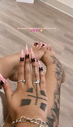 I Love Me Nails Aesthetic, Medium Goth Nails, Long Length Nails Acrylic, Matching Sets Nails, Tips For Doing Your Own Acrylic Nails, Lifeguard Nails, Nail Ideas Acrylic Medium Length, 2006 Nails, Pink Friday Nails