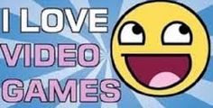 the words i love video games with an emoticive smiley face