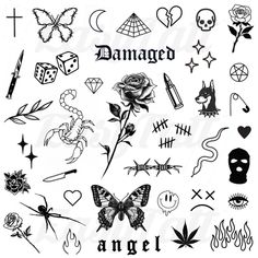 an assortment of tattoos and symbols