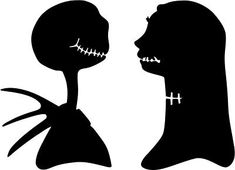 two silhouettes of people with faces painted to look like skeletons