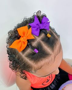 Kids Curly Hairstyles, Violet Hair, Cute Curly Hairstyles, Bow Hairstyle